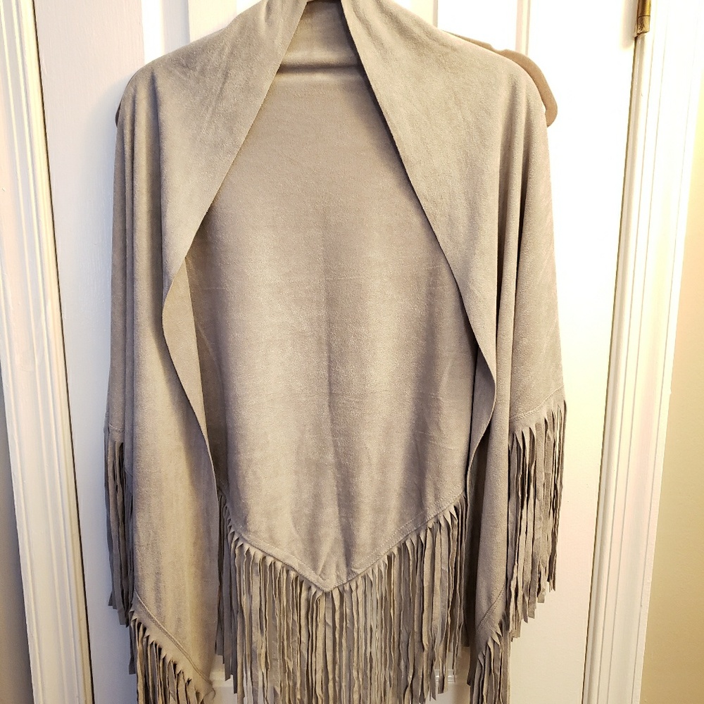 Shawl -Light grey suede